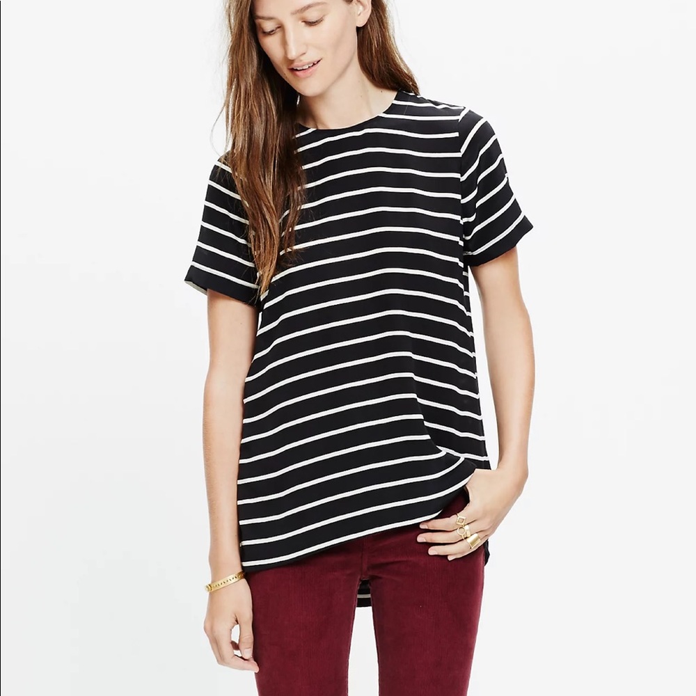 Madewell Striped Silk Tailored Top